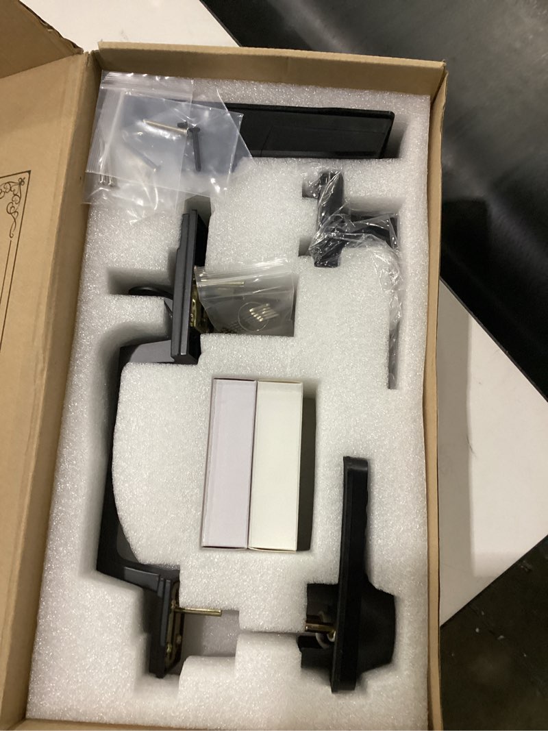 Condition photo showing New/Like New for fingerprint keypad deadbolt with handle set, keyless entry door lock, door locks for front door lock set, app control, auto locking, easy to install, matte black