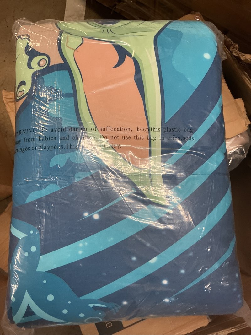 Condition photo showing New/Like New for the mandalorian baby yoda kids 2 piece blue reversible comforter and sham bedding set, twin/full
