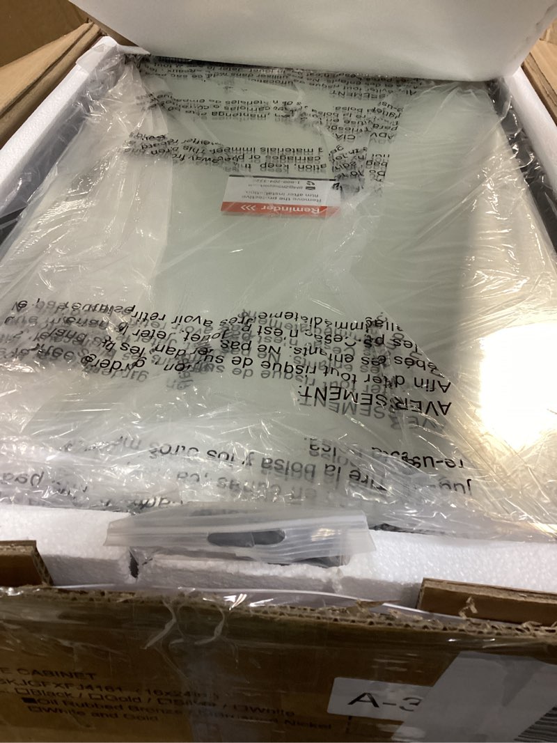 Condition photo showing New/Like New for TokeShimi 16 x 24 Beveled Mirrored Medicine Cabinet Recessed, Bathroom Mirror with Storage Adjustable, Aluminum Frame Metal Oil Rubbed Bronze Medicine Cabinet with Mirror 16x24 IN Single-Door Oil Rubbed Bronze