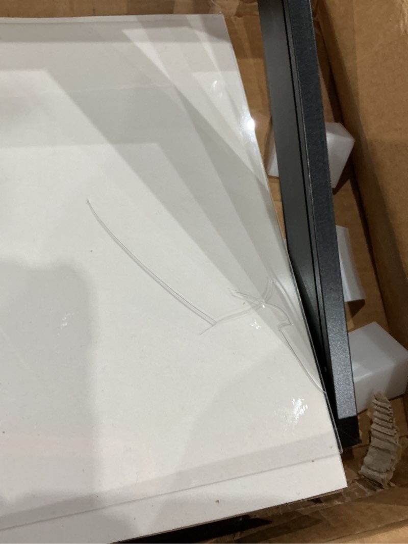 Condition photo showing As Is for americanflat 16x20 shadow box frame with polished plexiglass - silhouette collection - large shadow box display case for tabletop and wall display - black with soft felt back black 16x20