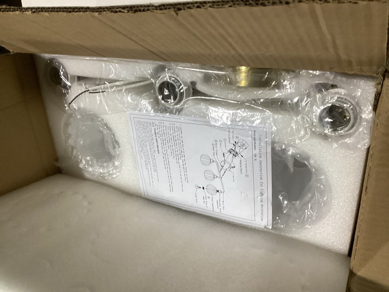 Condition photo showing New/Like New for Brushed Gold 3-Light Vanlity Light Over Mirror,Wall Sconces,Gold Brass Bathroom Light Fixture with Milk White Glass Flower Shade,E26 Socket(Bulbs Not Included) Gold-3 Light