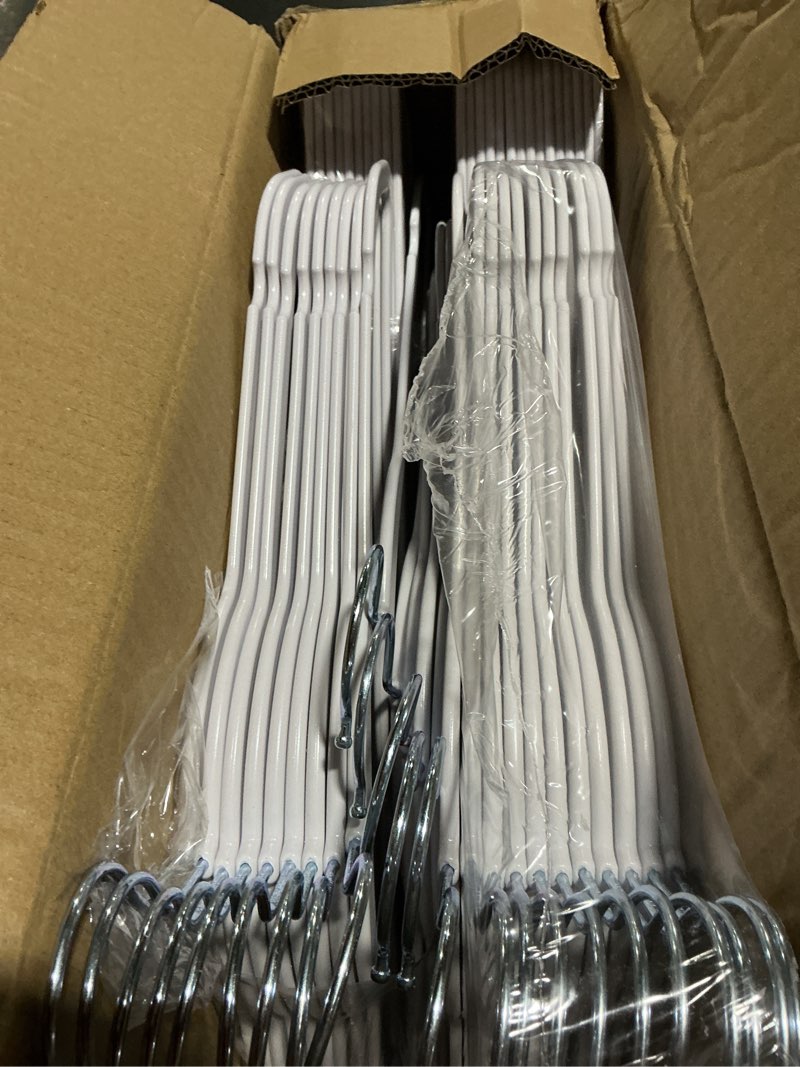 Condition photo showing Good Condition for Hangers 50 Pack,Ultra-Thin Plastic Clothes Hangers (17.7 Inch) - Space-Saving Slim Hangers with Non-Slip Grooves for Wardrobe, Closet & Dorm Organization(White) White 17.7inch-50pack