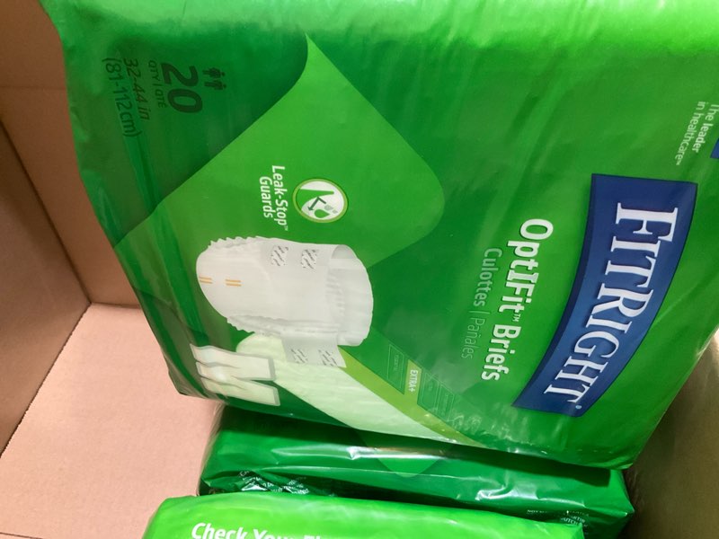 Condition photo showing New/Like New for FitRight Extra+ Adult Diapers, Disposable Incontinence Briefs, Leak-Proof Diaper, Absorbent Briefs For Men and Women, Maximum Protection, Medium, 32 – 44 in, 20 briefs per bag 20 Count Medium