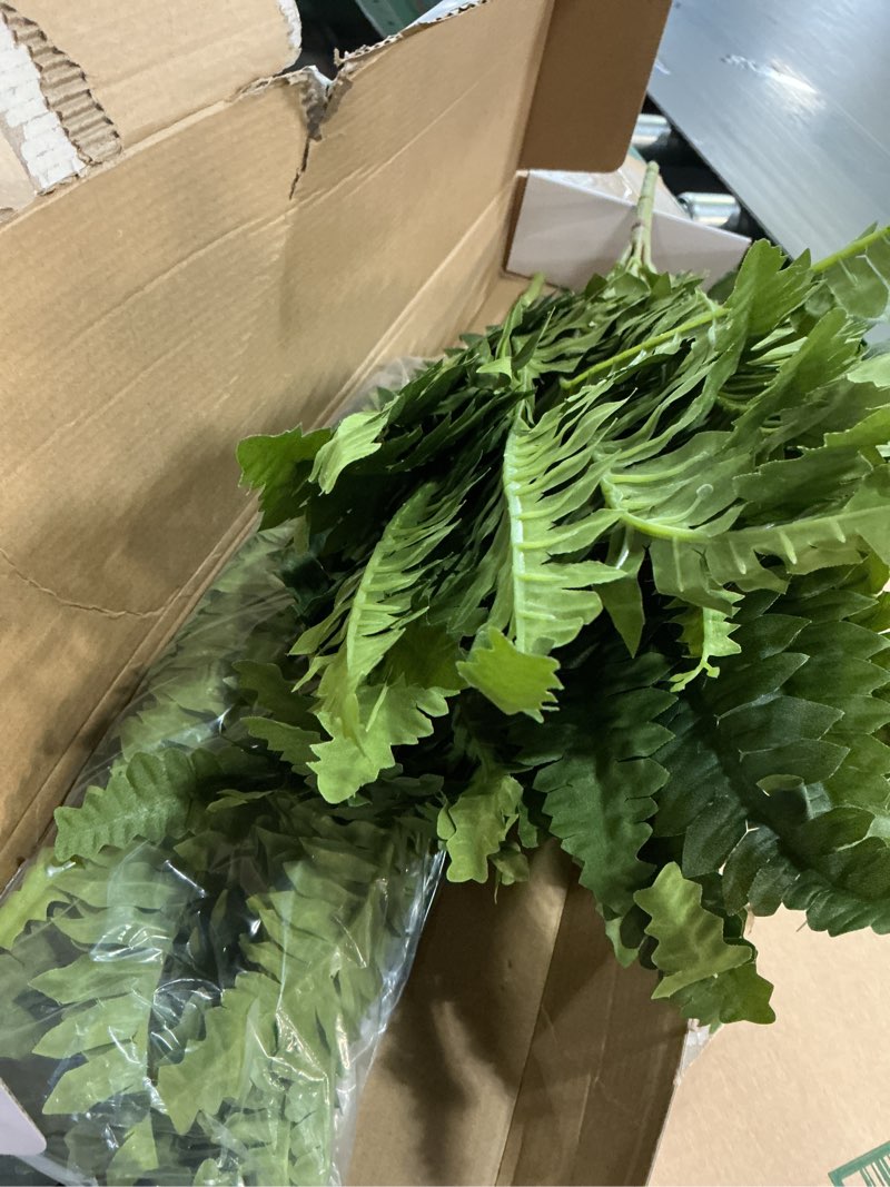 Condition photo showing New/Like New for 35" ferns artificial bush plants large, 2 artificial boston ferns with 39 fronds for outdoors home decor