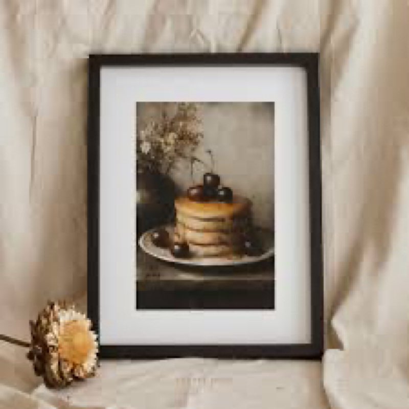 Nawypu Pancakes With Honey Home decor Canvas Art Print Wall Decor - 18" x 18" (0.75" Deep)