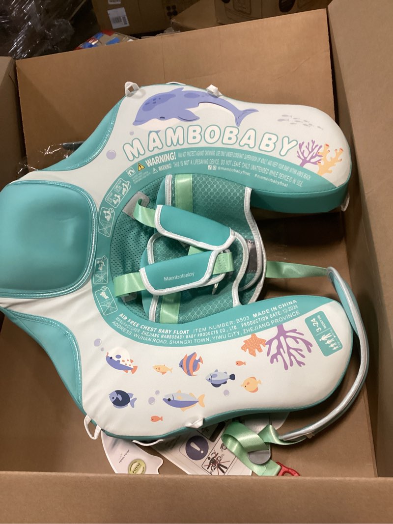 Condition photo showing Good Condition for MAMBOBABYFLOAT Trendy Voyager Baby Pool Float with Canopy 2025 — Safe, Comfortable, Adjustable Floaties w/Sun Protection, Air-Free Foam Technology, 5-Way Buckle System, and Footrest Blue