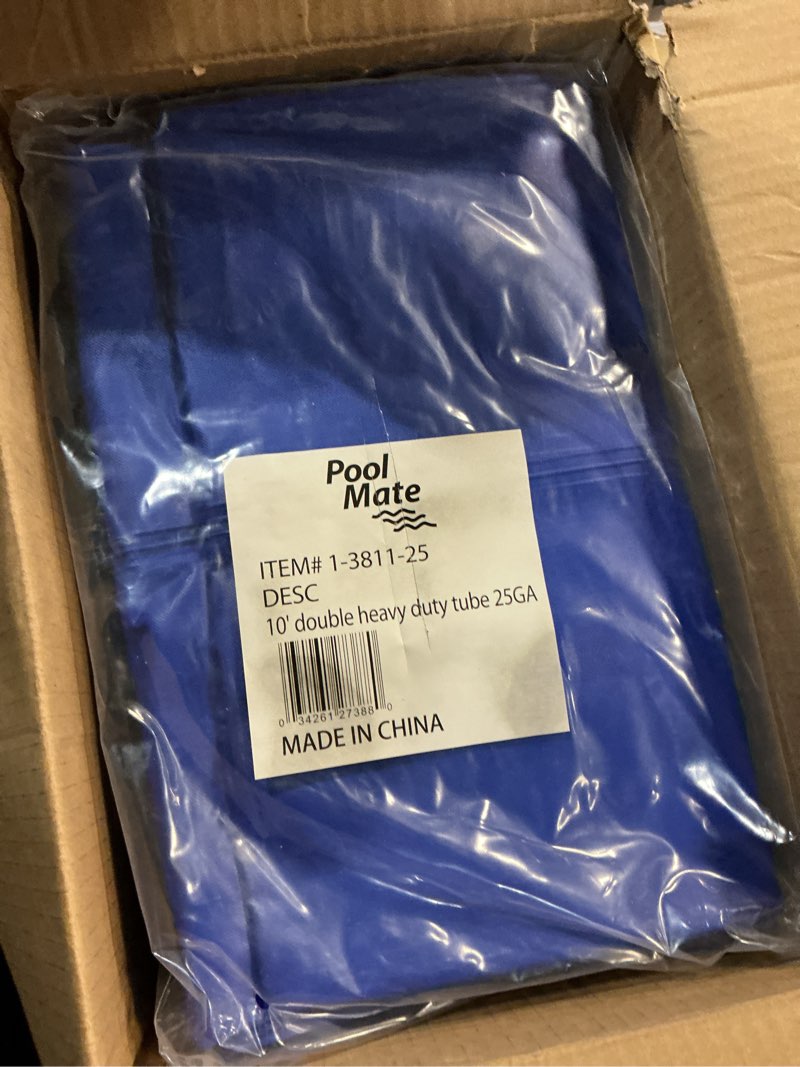Condition photo showing Good Condition for pool mate 10 ft. 5-pack extra strength blue double chamber pool water bags, double seams, .25 mm thick vinyl, cover weights, oversized jumbo screw valve cap, water tubes extra-strength