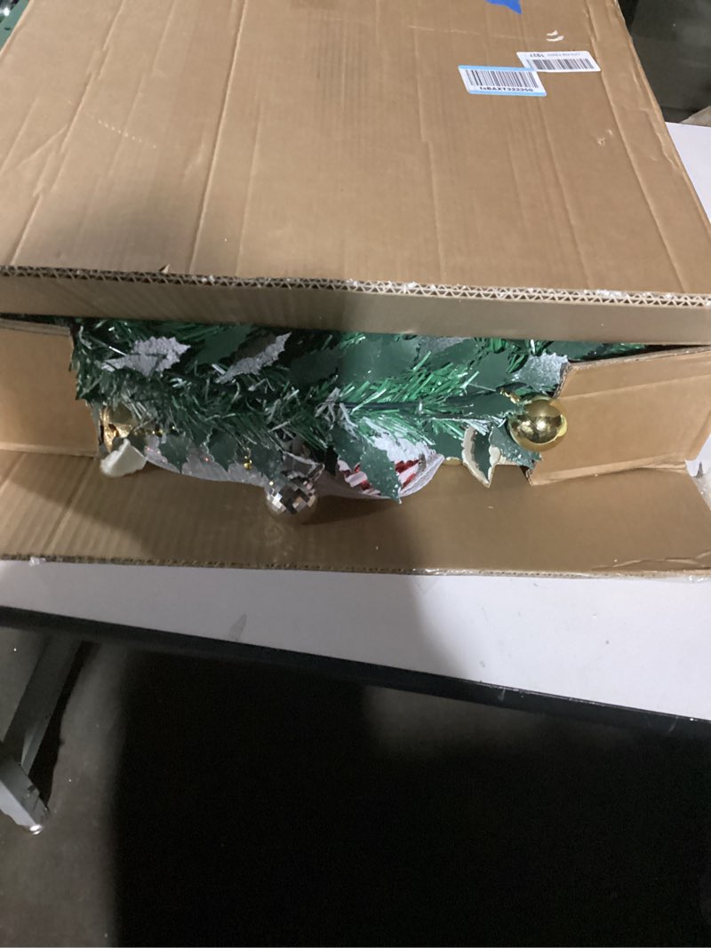 Condition photo showing Good Condition for 6FT Pop Up Christmas Tree with Lights, Collapsible Artificial Christmas Tree with 8 Lighting Modes and Timer Remote, Easy Storage, Pre-Lit Xmas Tree for Home Office Apartment Party Holiday Decor Green Stripes