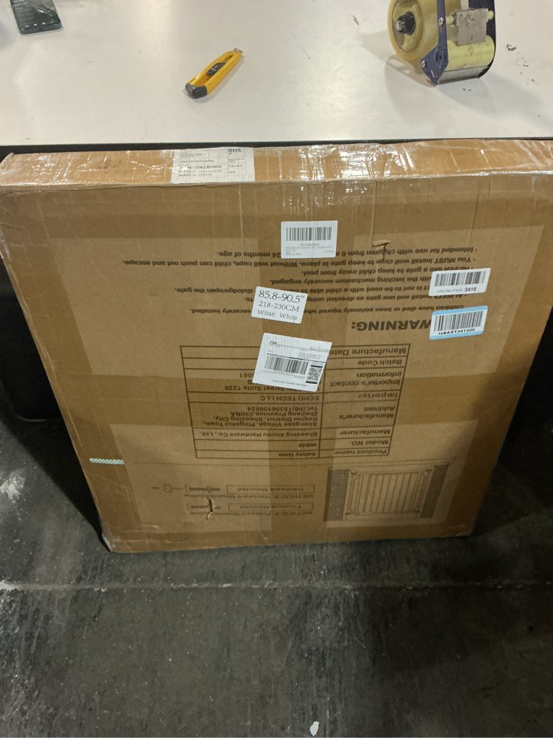 Condition photo showing As Is for Baby Gate for Doorways Stairs Hallway 85.8-90.5 Inch Wide, Walk Through Child Gates with Pressure Mounted Extention Kit, Indoor Safety Child Gates for Kids or Pets