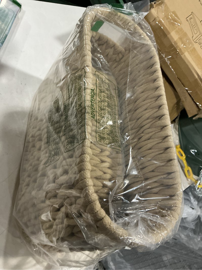 Condition photo showing Good Condition for boho toilet paper storage baskets, cotton rope woven bathroom basket set of 2, standing toilet paper holder for 6 mega rolls,storage bins for toilet tank top, bathroom organizer decor (brown 2 pack)