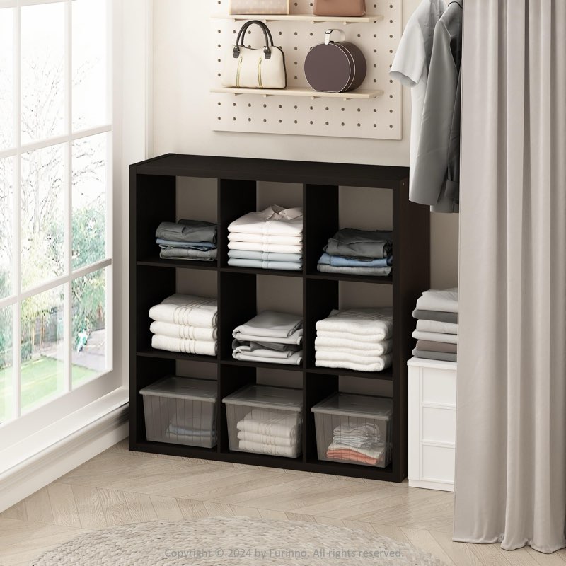 Furinno Cubic Closet Organizers and Storage, 9-Cube Closet Organizer, Open Shelf Closet Storage, Ext