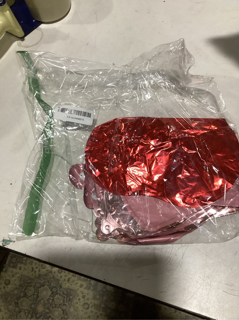 Condition photo showing New/Like New for 18inch Valentine’s Day Balloon Set – XOXO Letter Heart Bow Mylar Balloons for Galentine’s Day Bachelorette Engagement First Birthday Party Decorations (Red Pink)