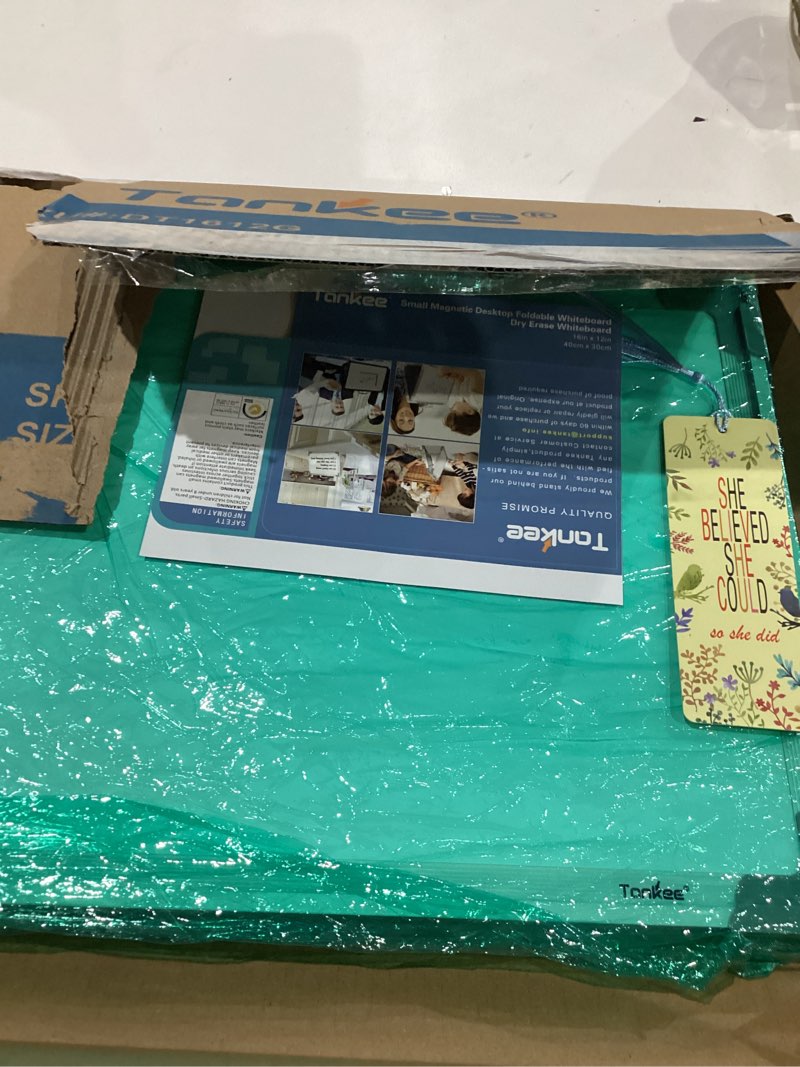 Condition photo showing Good Condition for Small Dry Erase White Board – TANKEE Magnetic Desktop Foldable Whiteboard Portable Mini Easel Double Sided on Table Top with Holder for Drawing, Teacher Instruction, Memo Board Gray