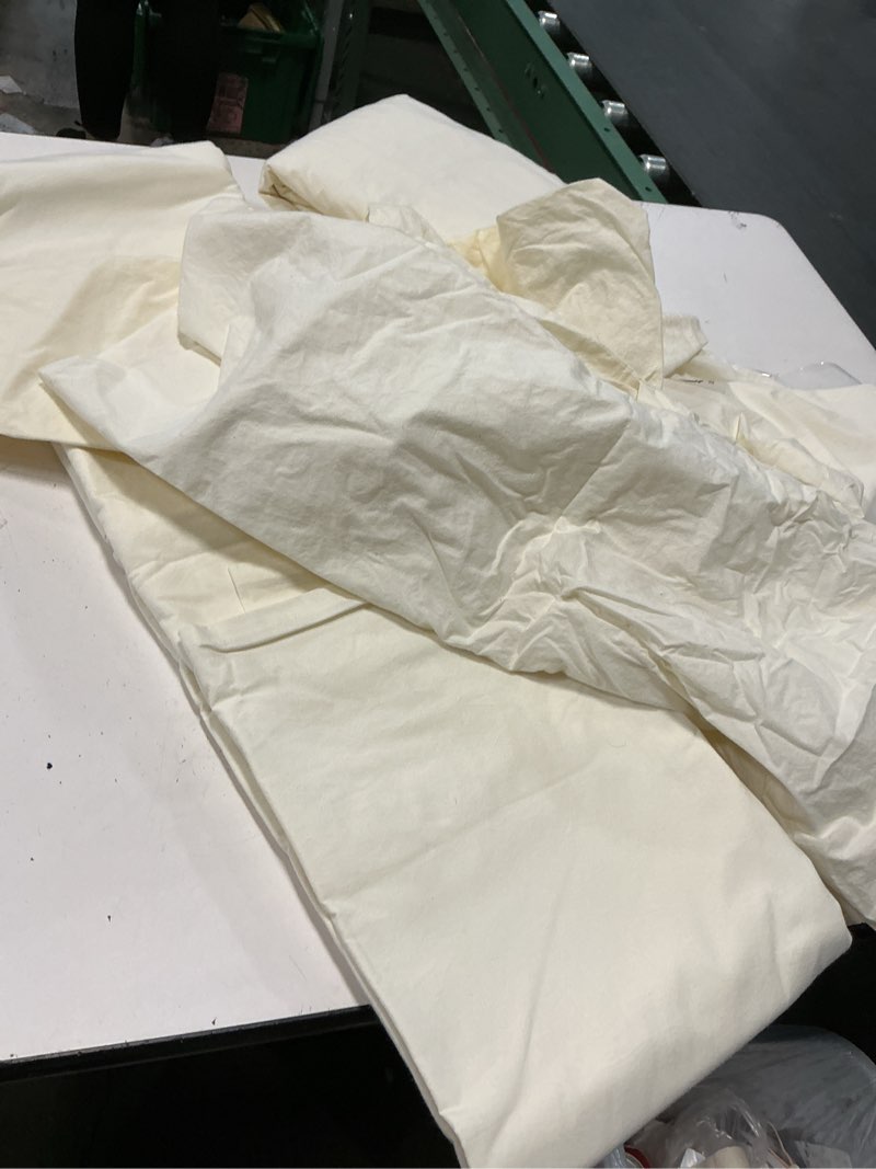 Condition photo showing Good Condition for classic organic percale sheet set(solid: ivory)(size queen)