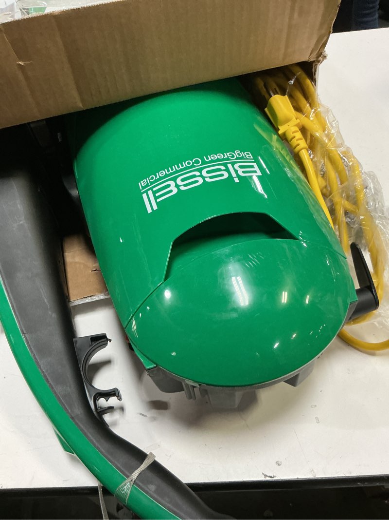 Condition photo showing As Is for bissell biggreen commercial powerforce bagged lightweight, upright, industrial, vacuum cleaner, bgu1451t
