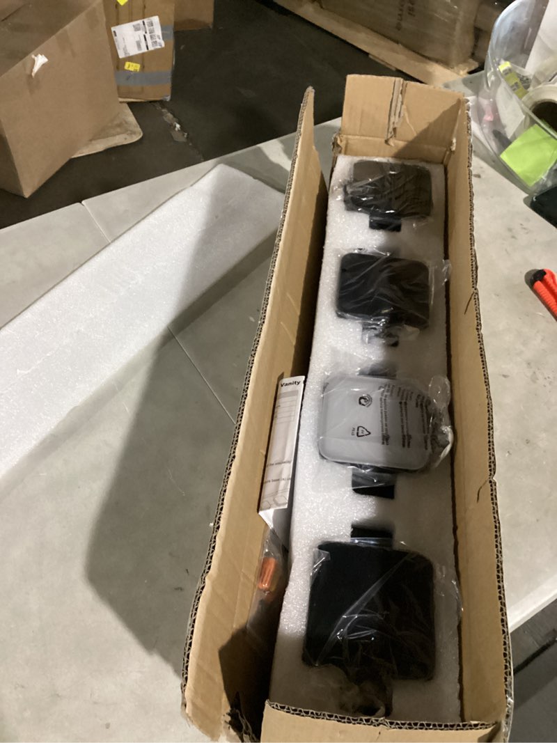 Condition photo showing Good Condition for 360° rotate led bathroom vanity light fixtures, 1600lm acrylic matte black vanity lights for bathroom, modern wall lighting fixtures over mirror kitchen living room hallway (natural white light 5000k) matte black - non-dimmable 4-light, 27-inch, 5000k