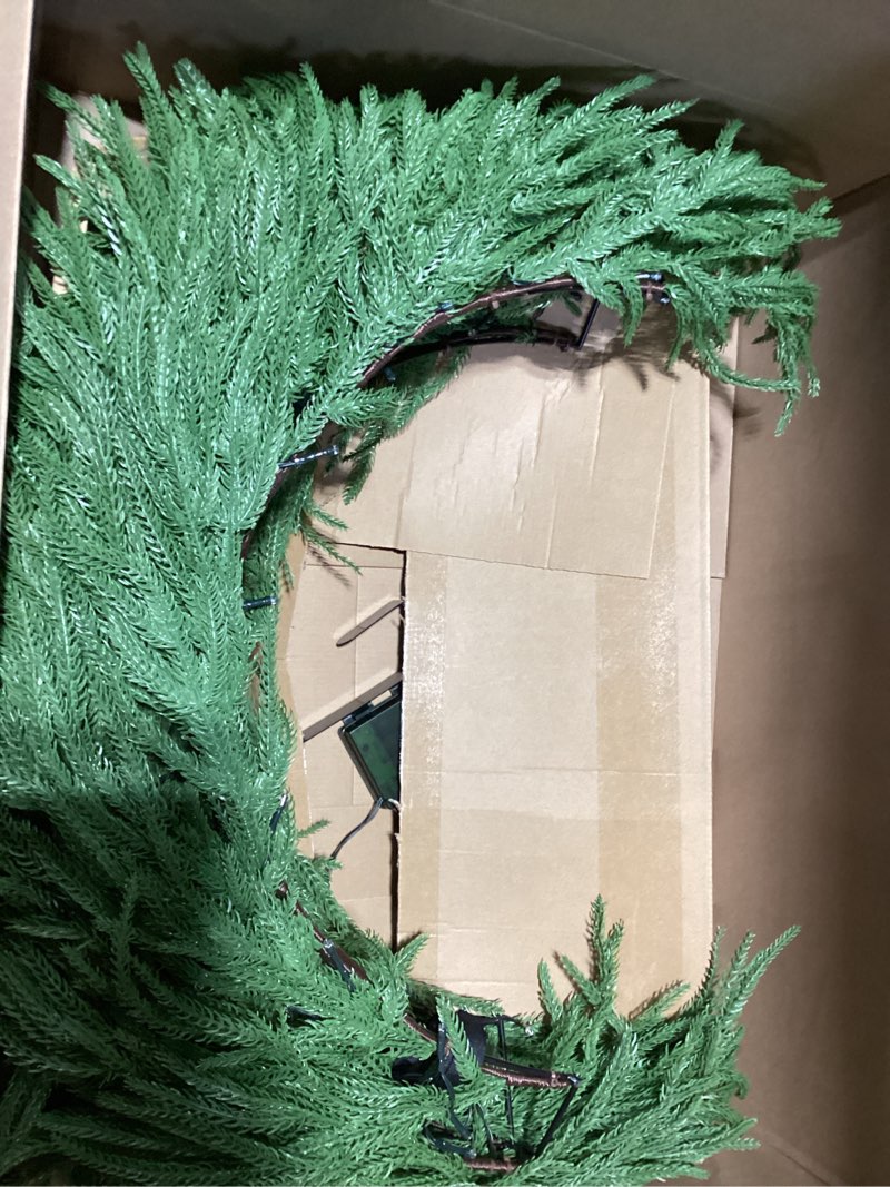Condition photo showing Good Condition for NUPTIO Large Christmas Wreath with Lights: 36 Inch Prelit Real Touch Norfolk Pine Wreaths with Hook for Outdoor Front Door - Realistic Xmas Decorations 100 LED 8-Mode with Remote Timer for Holiday