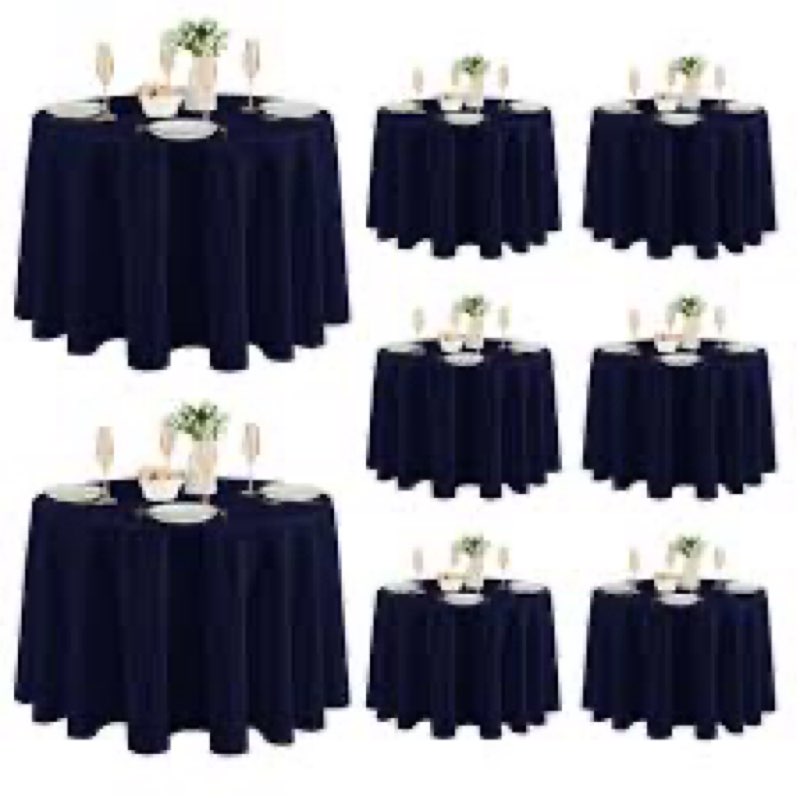 Fitable 8 Pack Round Tablecloths: Stain Resistant Wrinkle Free Circle Table Clothes, Washable Reusab
