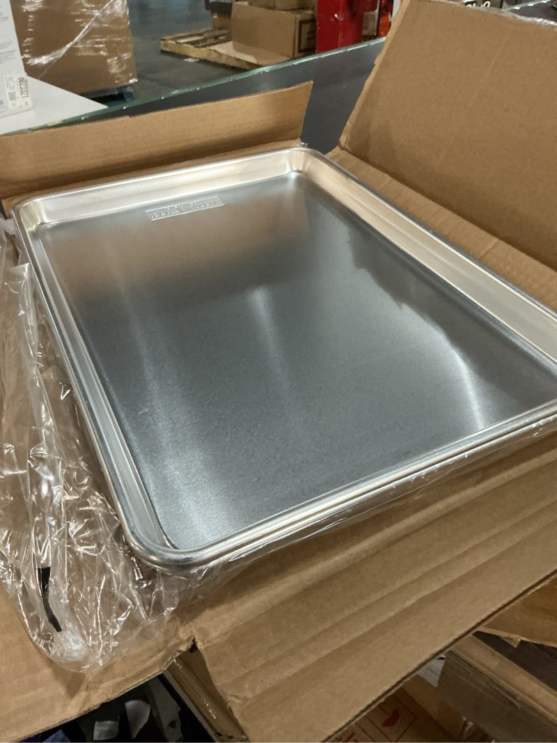 Condition photo showing New/Like New for Nordic Ware Naturals Half Sheet - USA Made Aluminum Commercial Quality Sheet Pan for Baking or Roasting, Encapsulated Galvanized Steel Rim Prevents Warping, 2-Pack 2pk Half Sheet