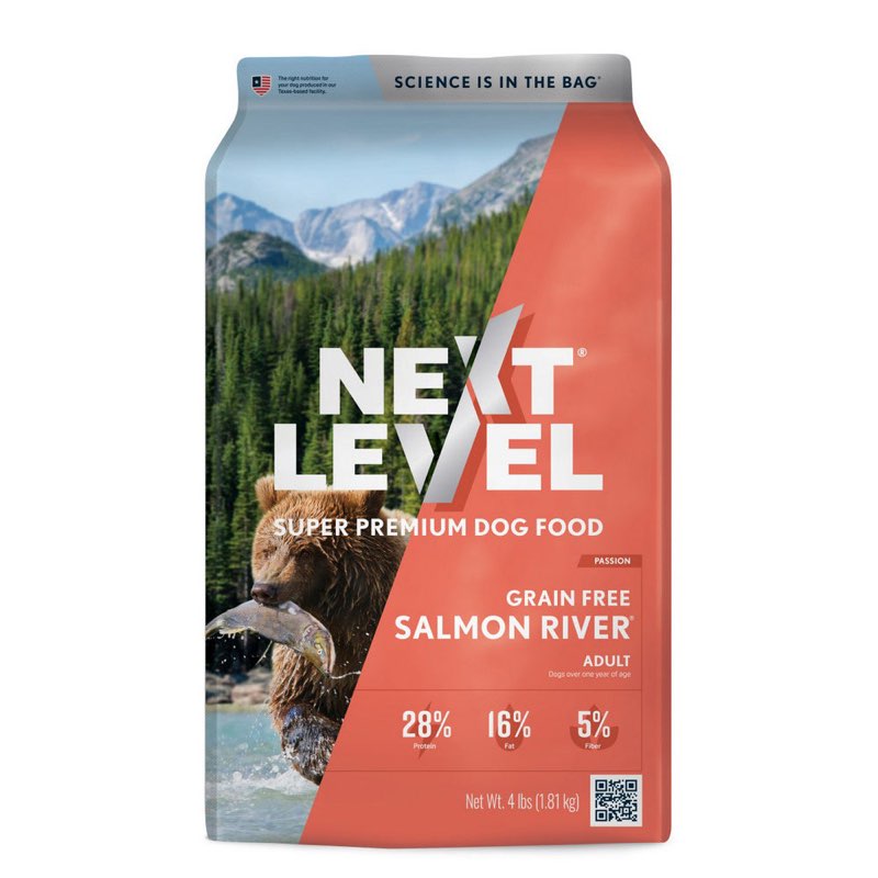 Best by:03/05/26) Next Level Super Premium Dog Food – Grain Free Salmon River – Dry Kibble for Dogs at All Life Stages of All Breeds – 28% Protein, Fish and Sweet Potato, Gluten Free Grains (15 Pound)