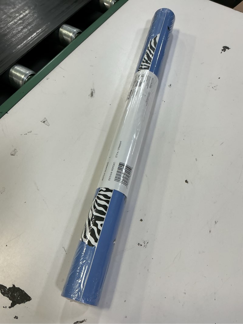 Condition photo showing New/Like New for scalamandre azure zebra safari peel & stick wallpaper, blue