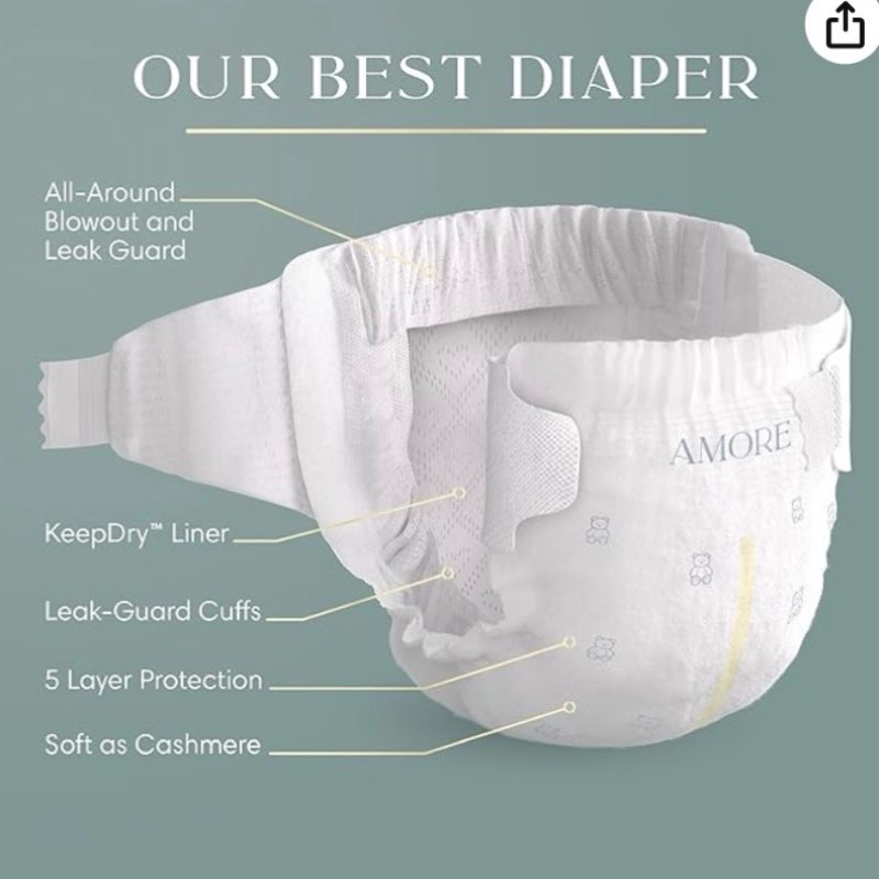 pampers amore, size 4 (15-34 lbs), 150 count, our best diaper – hypoallergenic & fragrance free, up 
