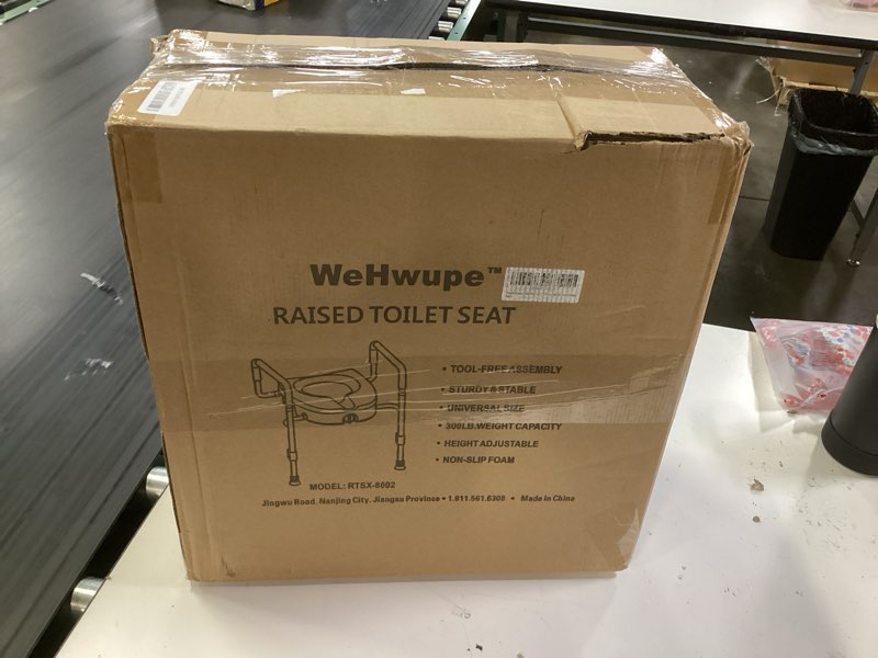 Condition photo showing New/Like New for raised toilet seat with handles for elderly - toilet seat risers for seniors with adjustable padded arms - elevated toilet safety seat for standard or elongated commode