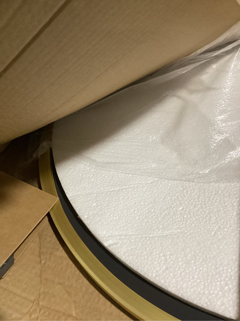 Condition photo showing item condition for Delma Arched Bathroom Mirror, 24"x36" Wall Mounted Vanity Mirror for Bedroom, Living Room and Entryway, Gold Gold 36"L x 24"W