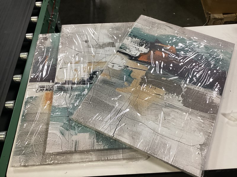 Condition photo showing New/Like New for tthyuews canvas prints art 3 piece abstract wall art for living room bedroom wall decor modern office large decorations color block wall paintings pictures artwork minimalist aesthetic home decor 20x28inches*3pcs abstract color block pictures
