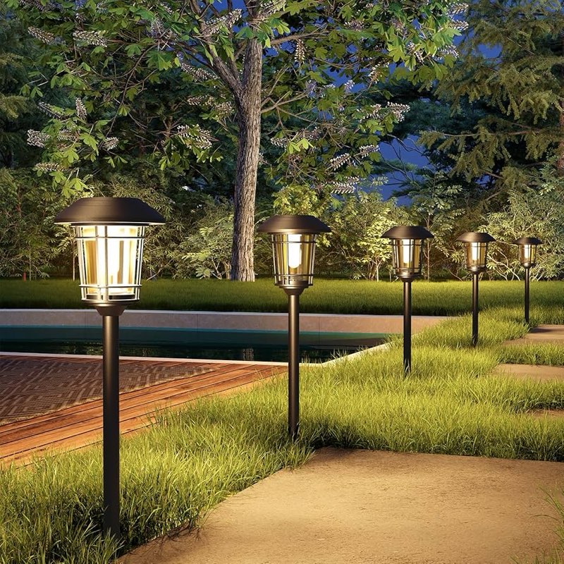 grand patio solar outdoor lights, 4 pack, glass light metal pathway