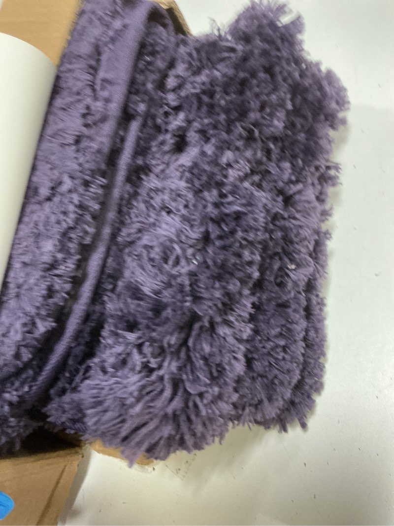 Condition photo showing As Is for Clara Clark Bathroom Rugs, Ultra Soft Shaggy Bath Rugs - Bath Mats for Bathroom, Machine Wash, Non Slip Backing Rubber, 3 Piece Bathroom Rug Set, Purple 3 Piece Set Eggplant