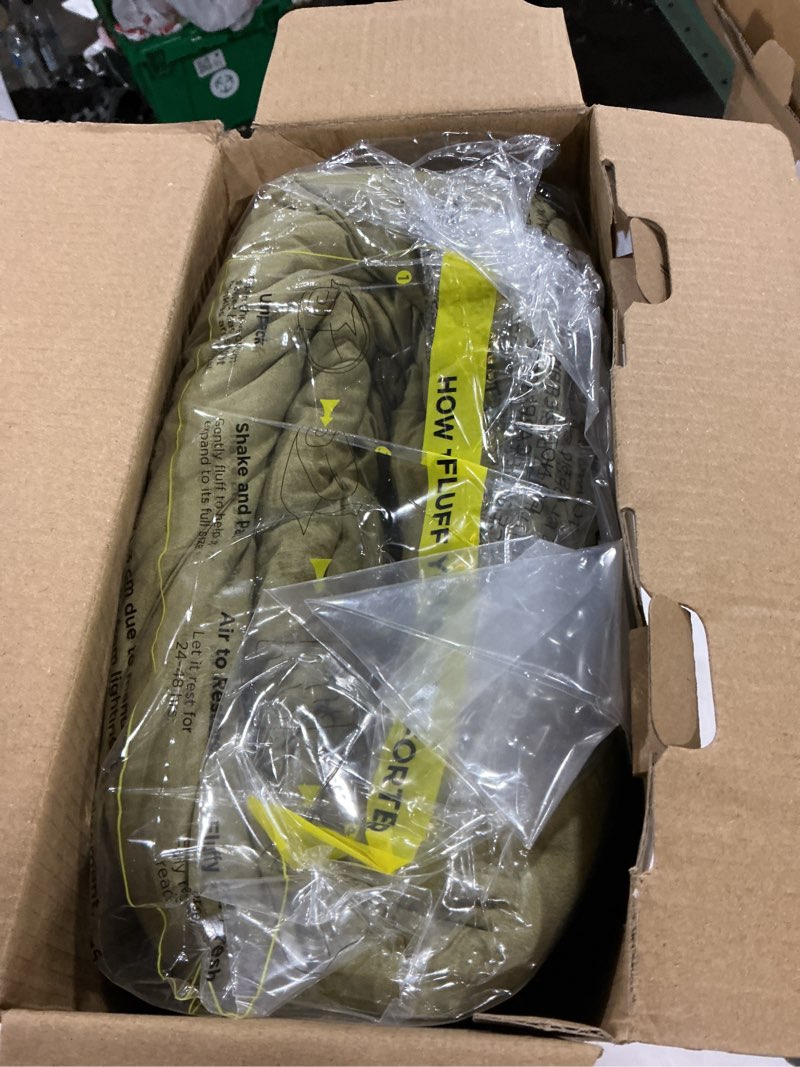 Condition photo showing Good Condition for bedsure queen comforter set, olive green soft prewashed bedding for all seasons, 3 pieces gentlesoft™ bed set, 1 lightweight comforter (90"x90") and 2 pillowcases (20"x26") queen(90"x90") 25 - olive green