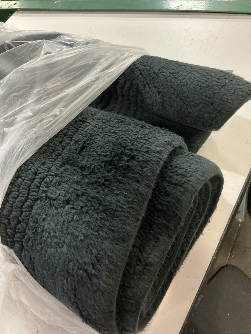 Condition photo showing As Is for madison park splendor reversible 100% cotton tufted bathroom rug-3000 gsm hotel quality luxurious plush medium pile bath mat absorbent, quick dry, shower room décor, 24x72 black black 2' x 6' (rectangular)