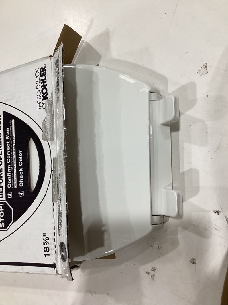 Condition photo showing Good Condition for kohler k-20110-0 brevia elongated toilet seat with grip-tight bumpers, quiet-close seat, quick-attach hardware, white