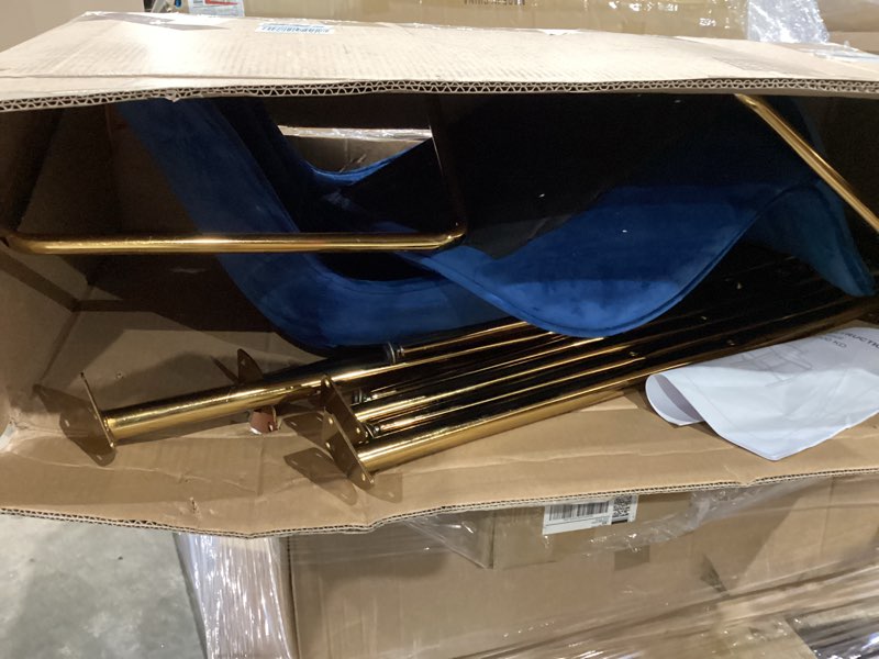 Condition photo showing As Is for not exact but similar to hixkol gold bar stools set of 2?adjustable modern counter height stools with backs,upholstered velvet swivel bar chairs for kitchen island, pub, cafe (navy blue) set of 2 navy blue