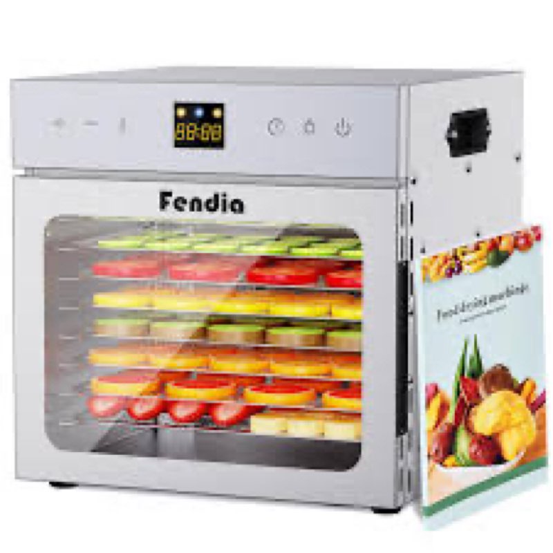 Fendia Food Dehydrator for Jerky, 7 Stainless Steel Large Trays, 600W Fruit Dehydrator, 24H Timer an