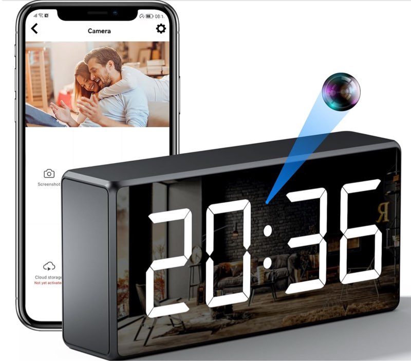 tuya 1080P Wifi clock camera for home,  office, indoor