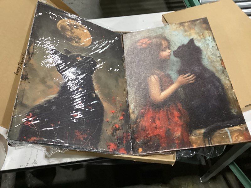 Black cat halloween wall art