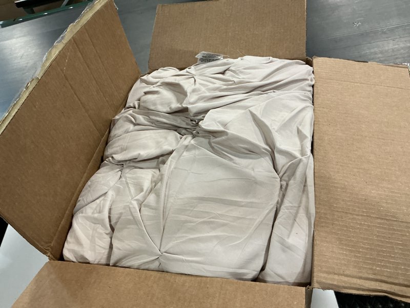 Condition photo showing As Is for bedsure oversized queen comforter set beige - bed in a bag bedding set 7 pieces, gentlesoft™ pintuck