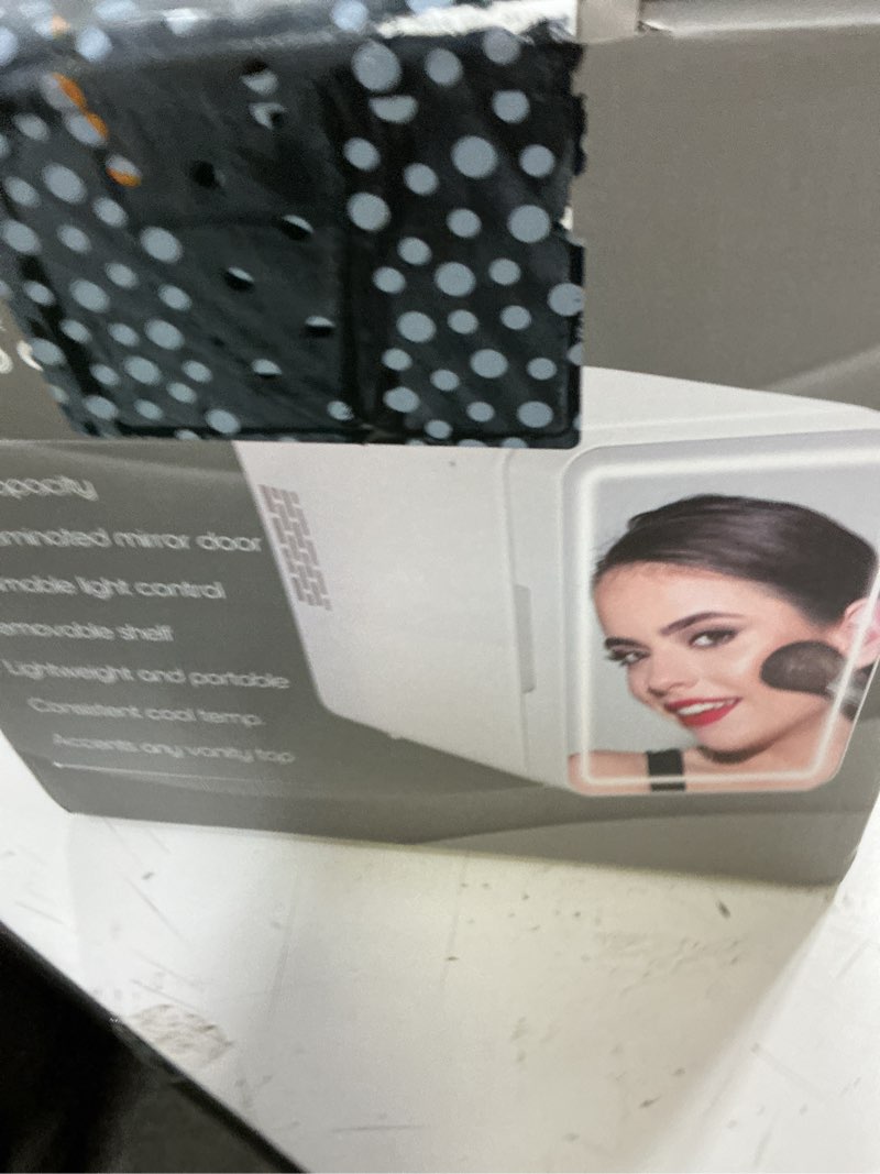 Condition photo showing New/Like New for bogda mini skincare fridge (4 liter/6 can) with dimmable led light mirror, cooler and warmer for refrigerating make up, skin care and food, portable mini fridge for bedroom, office and car, white