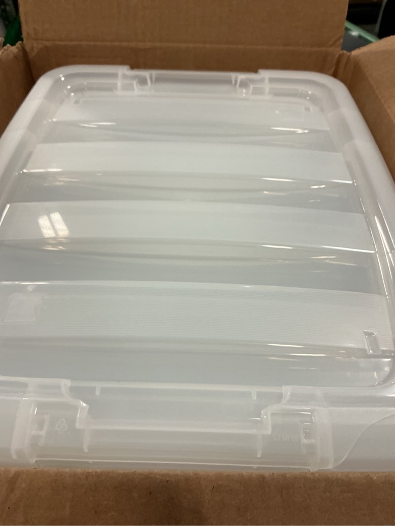 Condition photo showing Good Condition for iris usa 19 qt plastic storage box with lid and latches - 6 pack - bpa-free, see-through organizing solution, durable nestable stackable containers, secure pull handle - clear clear 19 qt 6 pack