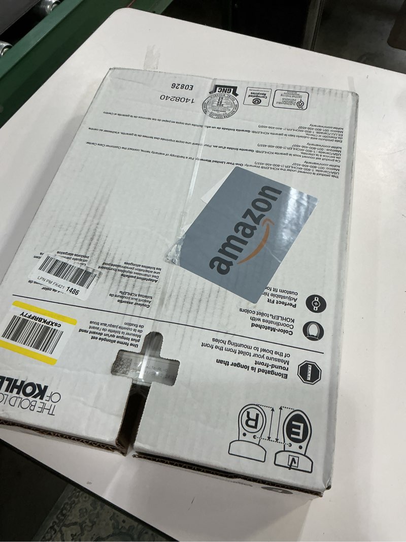 Condition photo showing New/Like New for KOHLER 4636-RL-0 Cachet ReadyLatch Elongated Toilet Seat Slow Close, Soft Close Toilet Seat Quiet Lid, Contoured Grip-Tight Bumpers Installation Hardware, Apartment Essentials, White White Elongated Ready Latch