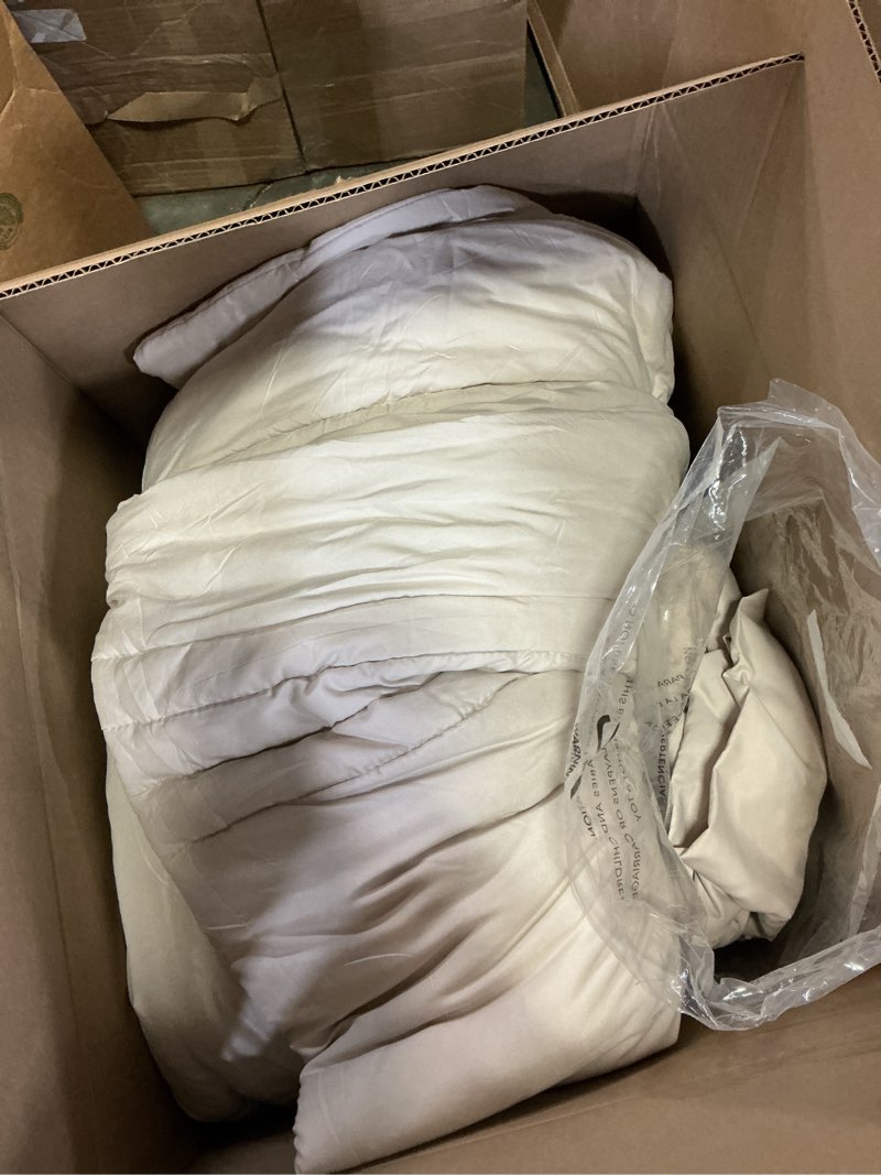 Condition photo showing As Is for monbix king size comforter set - 7 pieces bed in a bag king, apricot beige bedding sets with comforter, all seasons comforter bed set with sheets, pillowcases & shams apricot beige king(102"x90")