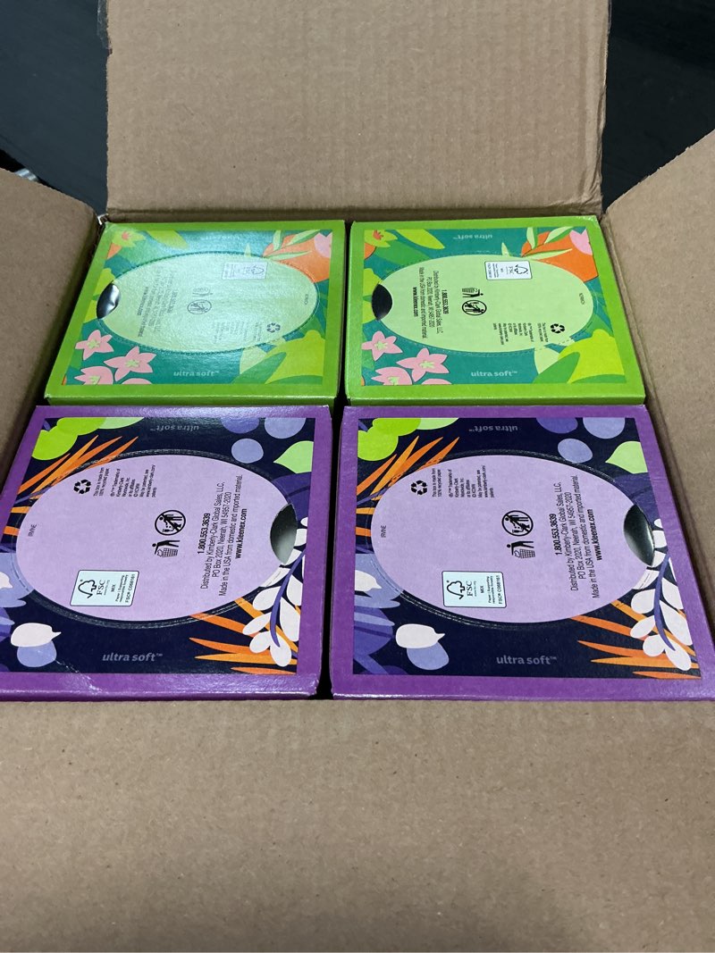 Condition photo showing New/Like New for kleenex ultra soft facial tissues, 8 cube boxes, 80 tissues per box, 3-ply, packaging may vary white 80 tissues (pack of 8)