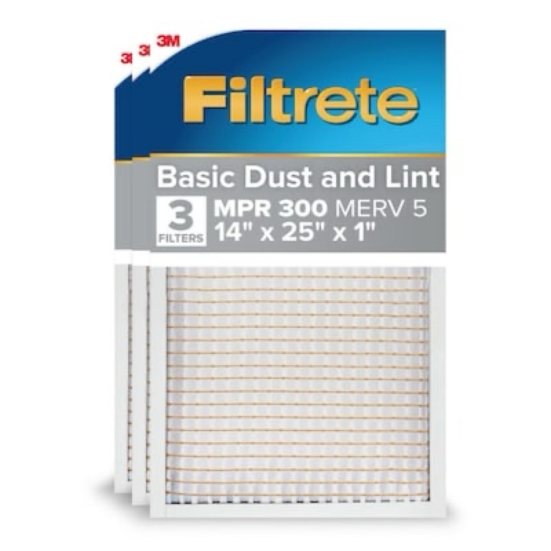filtrete 24 x 24 x 1 merv 5 300 mpr basic dust and lint electrostatic air filter 3 -pack