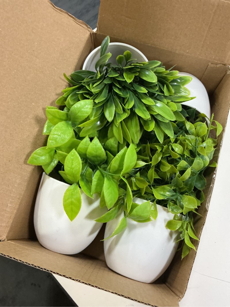 Condition photo showing Good Condition for 4 pack small fake plants in pots, desk classroom decor indoor | adjustable artificial plants, no-care potted greenery, for book shelf bathroom desk office table and farmhouse decor