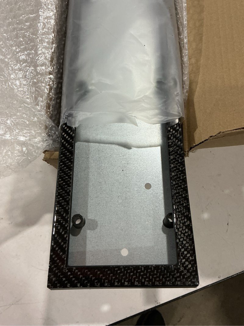 Condition photo showing As Is for License Plate Frame Standard Real Carbon Fiber Universal License Tag Frame Replacement for F30 F20 F34 F80 F87 F82 F10 G20 G30 G80 G82 C Class W205 W206 W203 W204