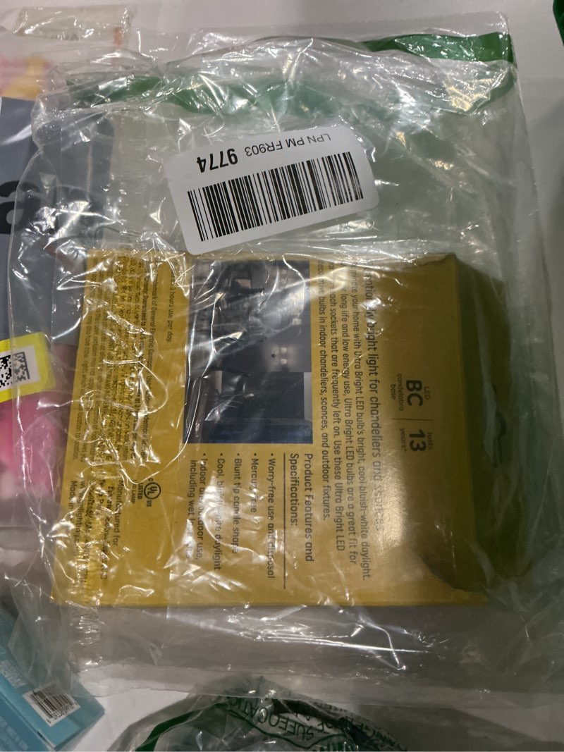 Condition photo showing New/Like New for GE Ultra Bright LED Light Bulbs, 100W, Daylight Candle Lights, Clear Decorative B12 Light Bulbs (3 Pack)