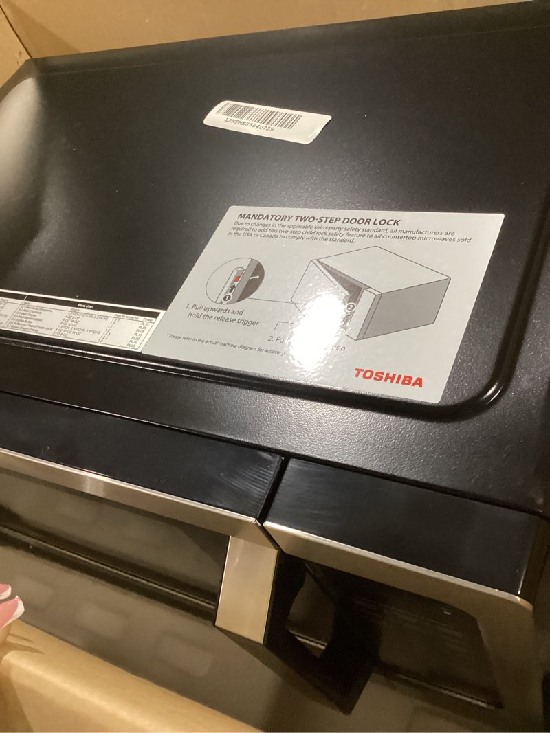Condition photo showing Good Condition for TOSHIBA EM131A5C-SS Countertop Microwave Ovens 1.2 Cu Ft with 12.4" Removable Turntable Smart Humidity Sensor, 12 Auto Menus Mute Function ECO Mode Easy Clean Interior, 1000W, Silver 1.2 Cu.Ft.-Silver