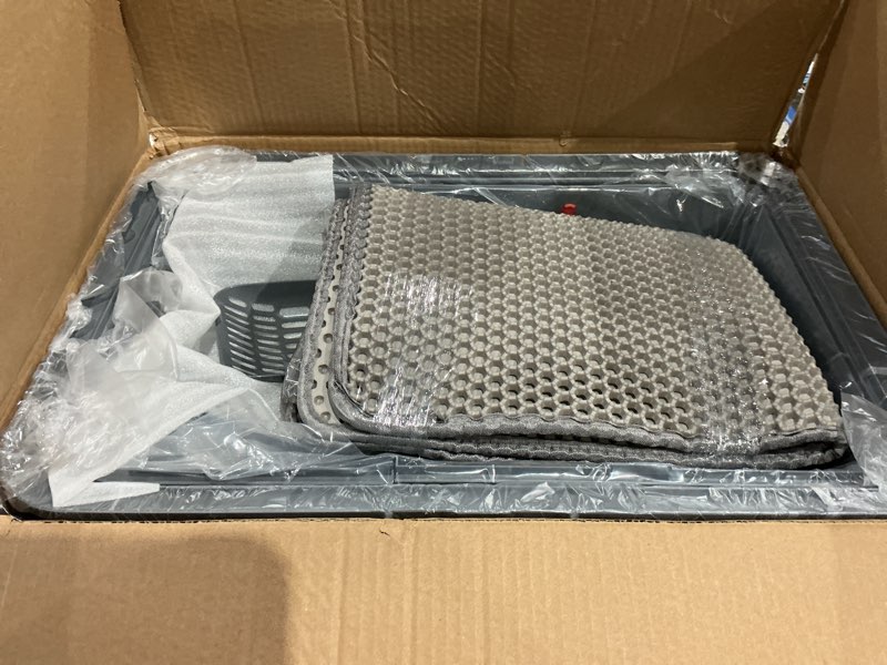 Condition photo showing Good Condition for stainless steel litter box with lid xl extra large litter box enclosed top entry metal litterbox for big cats easy cleaning anti-leakage & high sided with mat aisle & scoop, dark grey